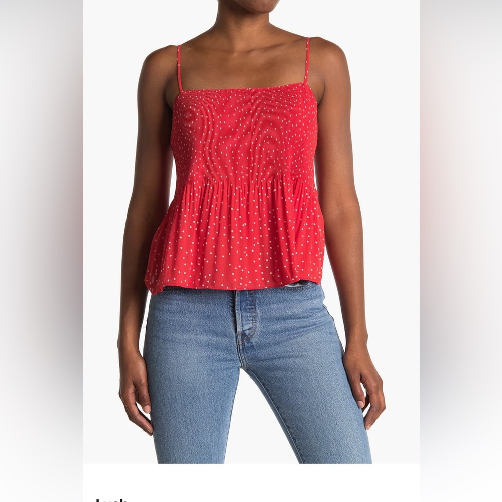 Lush Printed Pleated Spaghetti Strap Cami NWT